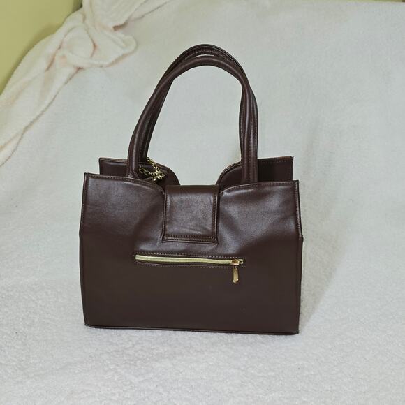 Mexican Hand-Tooled Floral Design Brown Leather Satchel Tote Bag - Picture 3 of 5